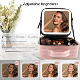✨ Premium Travel Makeup Bag with Smart LED Mirror – Rechargeable & Multi-Functional