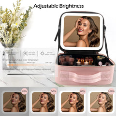 ✨ Premium Travel Makeup Bag with Smart LED Mirror – Rechargeable & Multi-Functional