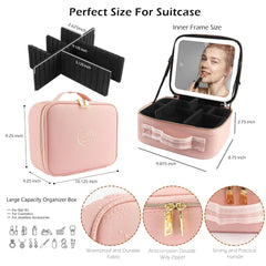✨ Premium Travel Makeup Bag with Smart LED Mirror – Rechargeable & Multi-Functional