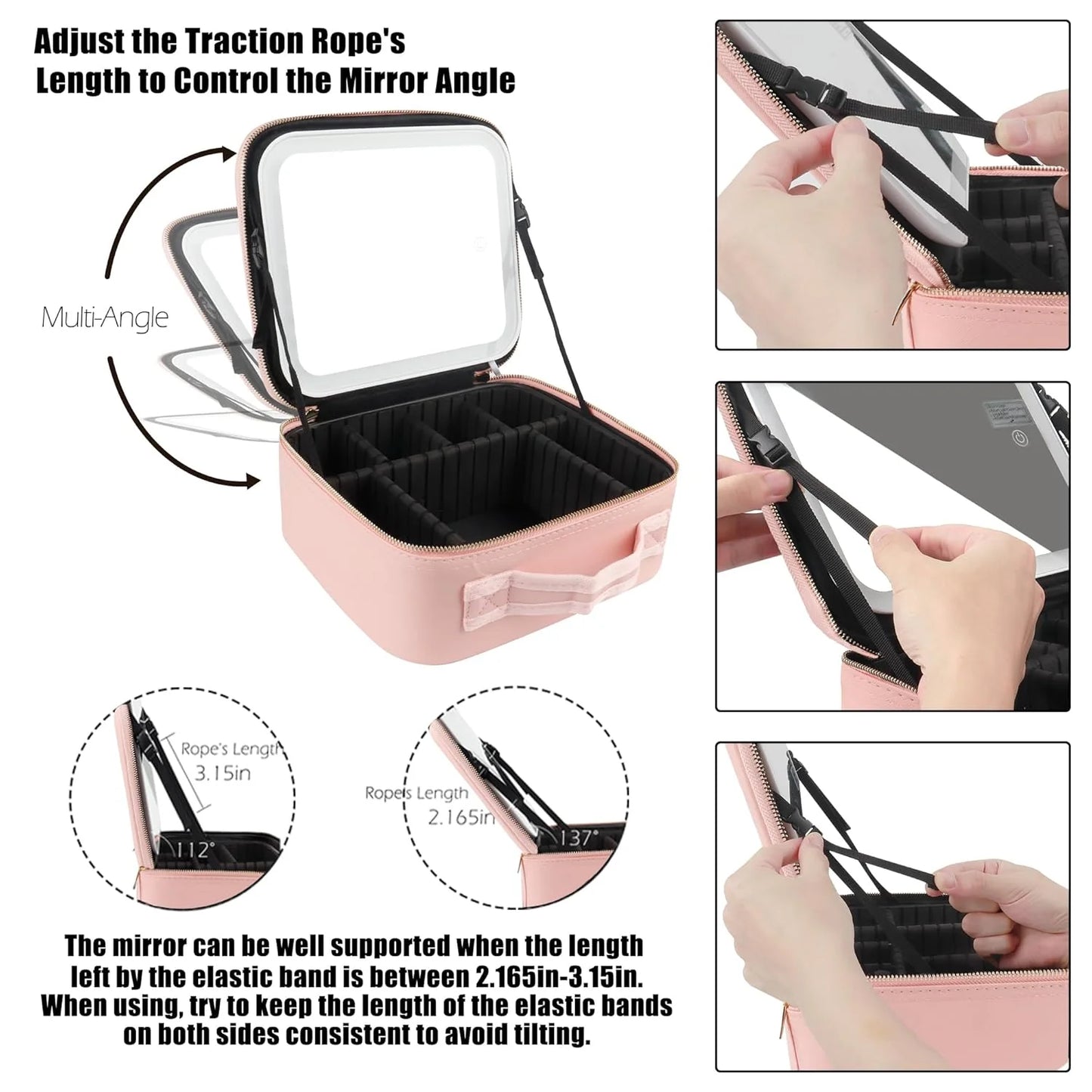 ✨ Premium Travel Makeup Bag with Smart LED Mirror – Rechargeable & Multi-Functional